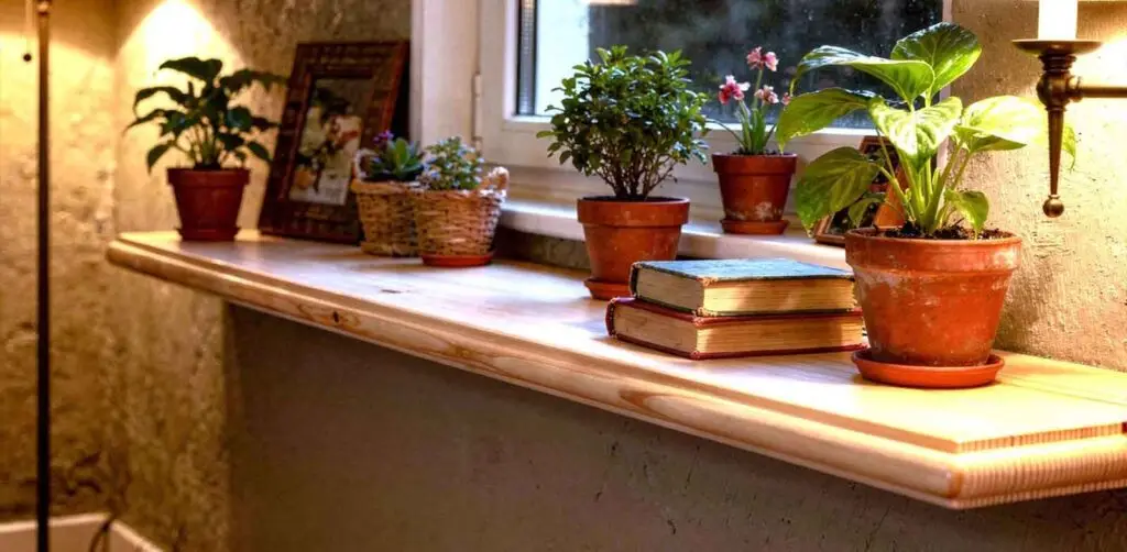 Fensterbank aus Holz im Altbau